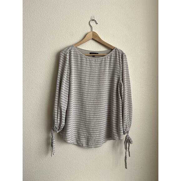 Banana Republic Silver Gray Tie Sleeve Blouse Top Large Womens - Picture 1 of 6